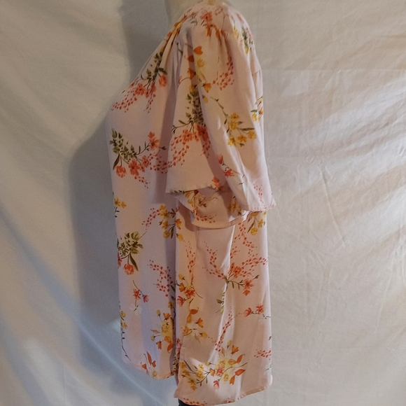 Liz Claiborne Pink Floral Cap Sleeve Blouse Women's Size 1X - Picture 5 of 7